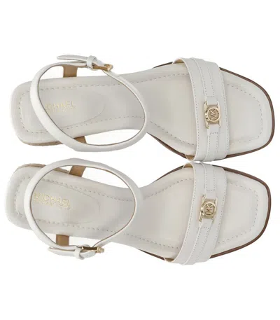 Michael Kors Mandy Sandal In White Leather With Ute Heel