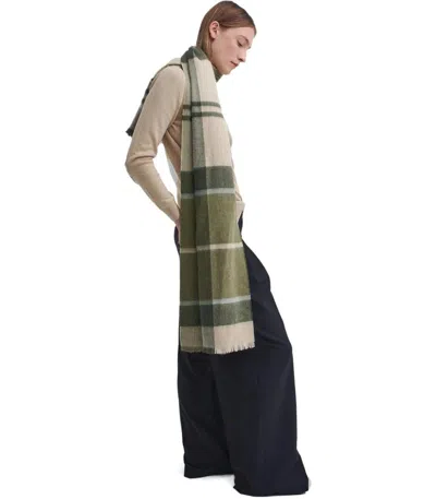 Barbour Rosefield Green And Beige Scarf In Brown