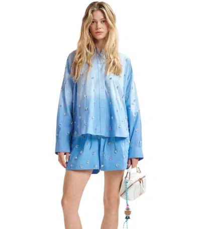 Essentiel Antwerp Hichigan Embellished Ombre Shorts In Blue