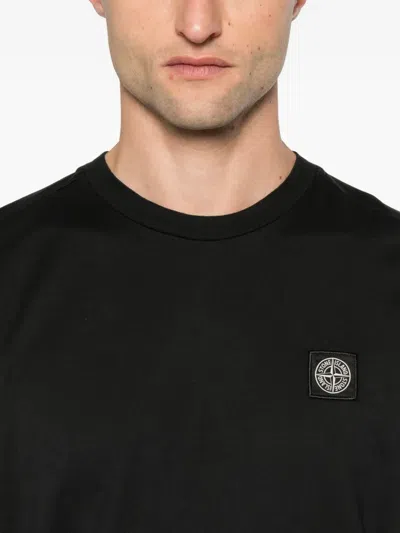 Stone Island Short-sleeved Cotton Jersey T-shirt In Black