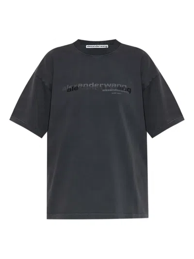 Alexander Wang Logo-print T-shirt In Gray