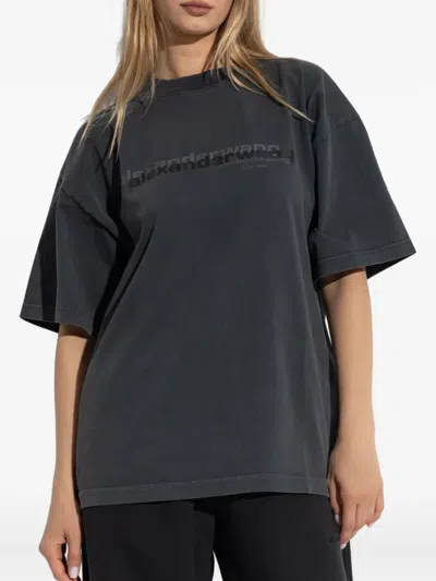 Alexander Wang Logo-print T-shirt In Gray