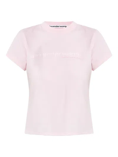 Alexander Wang Cotton Shrunken Logo T-shirt Clothing In Pink