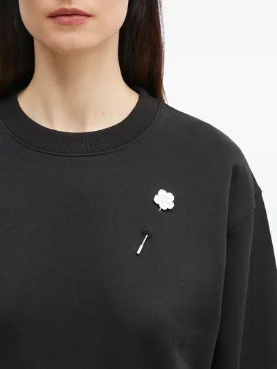 Kenzo Flower-pin Sweatshirt In Black