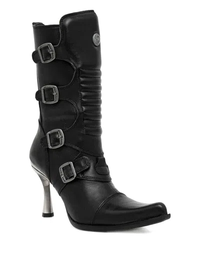 New Rock 100mm Buckle-detail Pointed-toe Boots