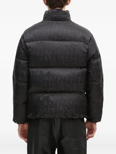 A Bathing Ape Logo-pattern Puffer Jacket In Black