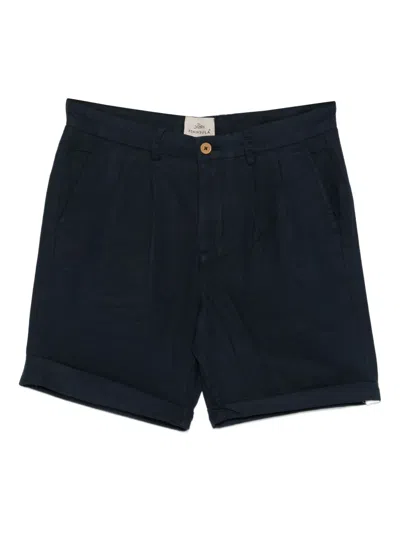 Peninsula Swimwear Pleated Cuffed Bermuda Shorts In Blue
