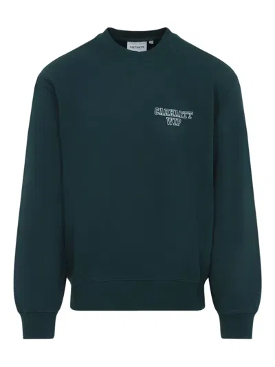 Carhartt Ip Mens Dark Fir Alumni Brand-embroidery Cotton-jersey Sweatshirt In Green