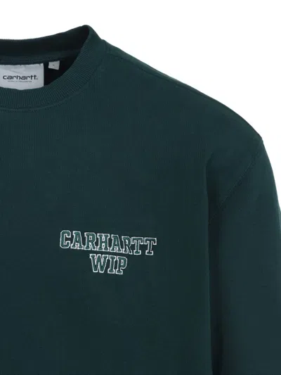 Carhartt Ip Mens Dark Fir Alumni Brand-embroidery Cotton-jersey Sweatshirt In Green