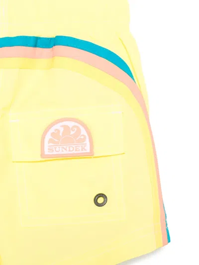 Sundek Stripe-detail Swim Shorts In Yellow