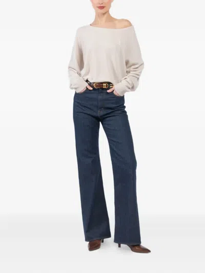 Extreme Cashmere Boat-neck Long-sleeved Top In Neutral
