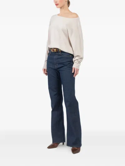 Extreme Cashmere Boat-neck Long-sleeved Top In Neutral