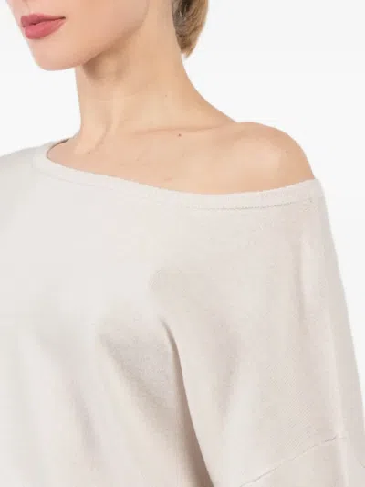 Extreme Cashmere Boat-neck Long-sleeved Top In Neutral