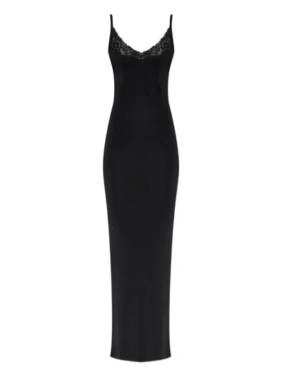 Self-portrait Black Viscose Knit Maxi Dress Clothing