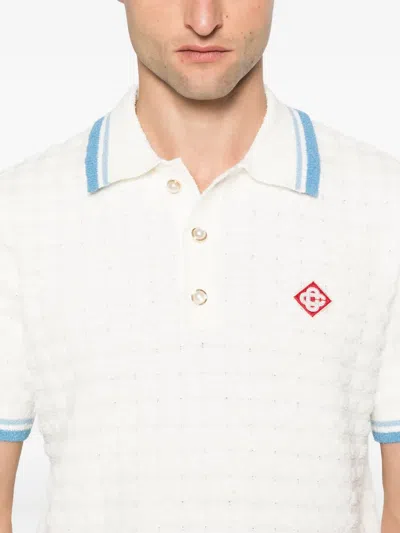 Casablanca White Shirt With Classic Collar And Chest Logo Patch In Cotton Man In White