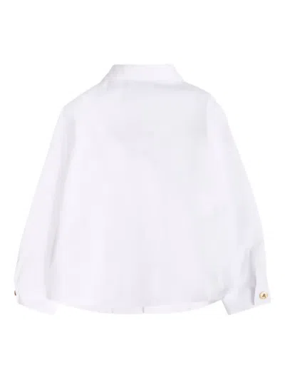 Versace Crown-embellished Long-sleeved Shirt In White