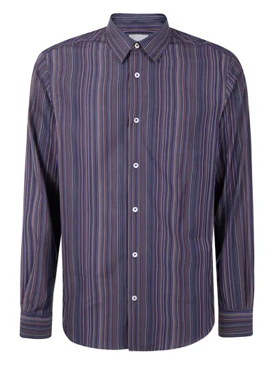 Paul Smith Striped Long-sleeved Shirt In Multi