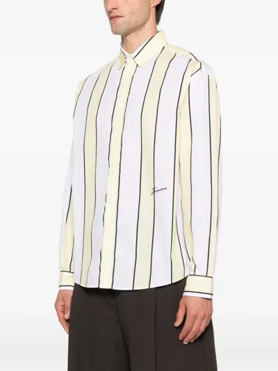 Jacquemus Simon Shirt Buttoned Cuffs Striped Pattern In White