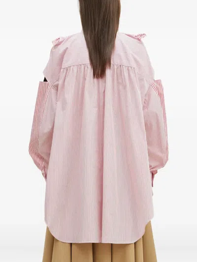 Undercover Detachable Sleeve Stripe Oversize Cotton Shirt In Pink