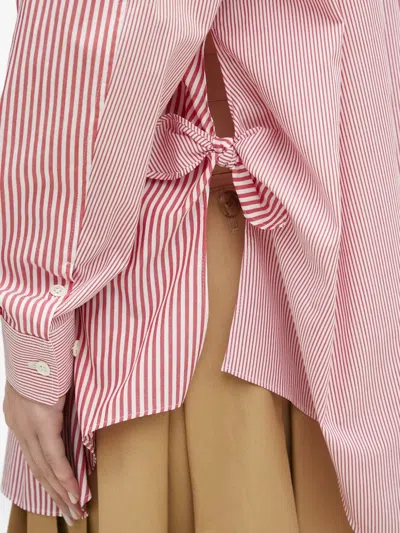 Undercover Detachable Sleeve Stripe Oversize Cotton Shirt In Pink