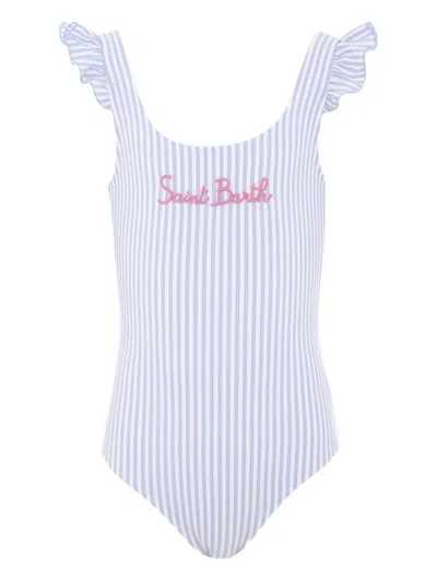 Mc2 Saint Barth Tilda Striped Ruffled Swimsuit In Multi