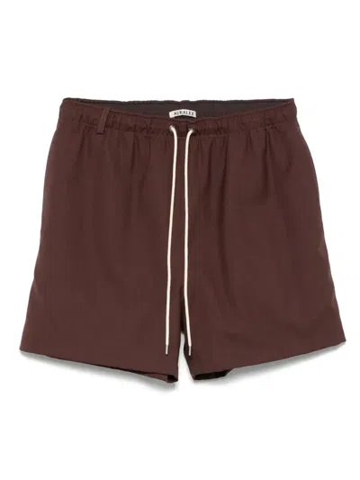 Auralee Wool Shorts In Brown