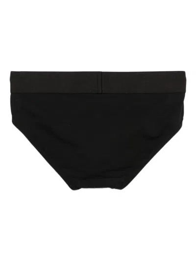 Versace Black Briefs With Elastic Waistband And Logo In Black
