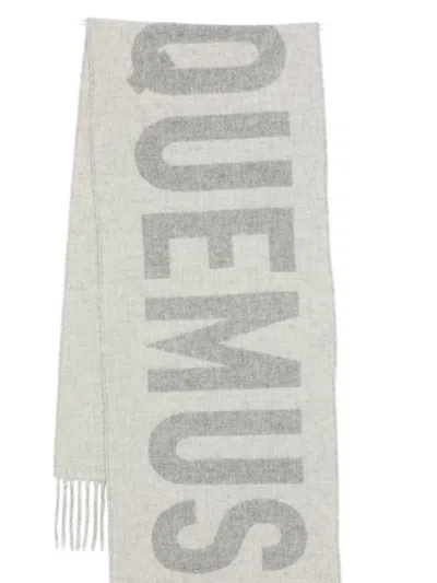 Jacquemus Wool Scarf With Logo In Gray