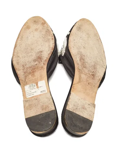 Pre-owned Oscar De La Renta Embroidered Flat Mules