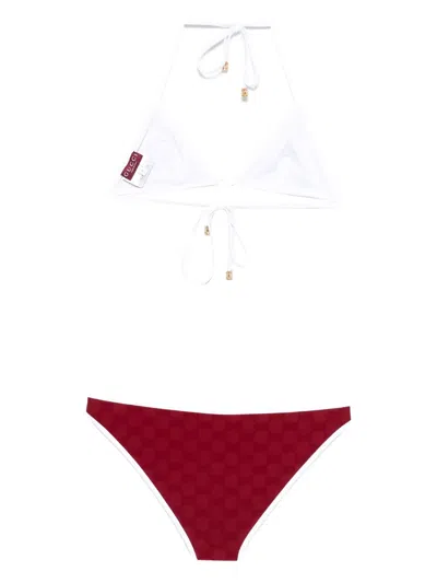 Gucci Gg Terrycloth Geometric-print Bikini In Red