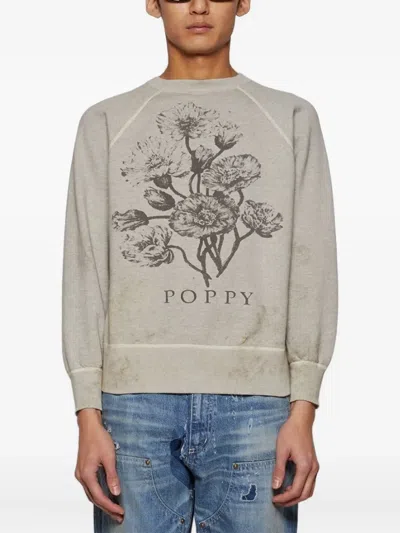 Saint Mxxxxxx Poppy-print Raglan Sweatshirt In Gray