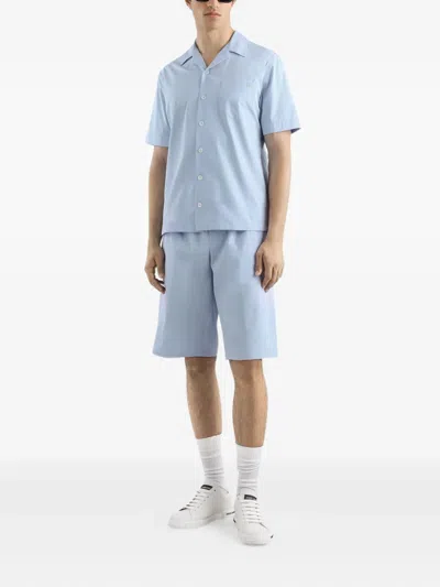 Dolce & Gabbana Dolce&gabbana Logo Embroidered Camp Shirt In Blue
