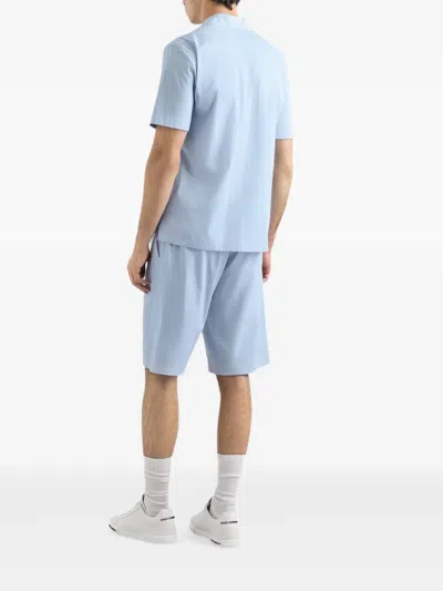 Dolce & Gabbana Dolce&gabbana Logo Embroidered Camp Shirt In Blue