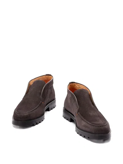 Santoni Slip-ons Desert Suede Loafers Rubber Sole In Brown