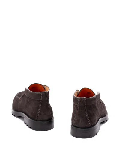 Santoni Slip-ons Desert Suede Loafers Rubber Sole In Brown