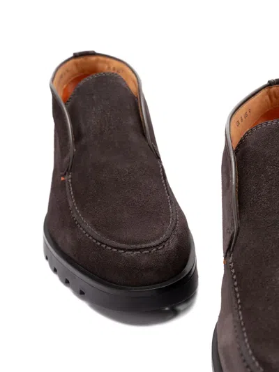 Santoni Slip-ons Desert Suede Loafers Rubber Sole In Brown