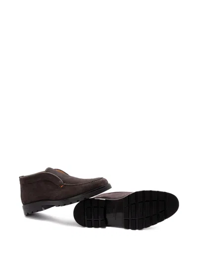 Santoni Slip-ons Desert Suede Loafers Rubber Sole In Brown