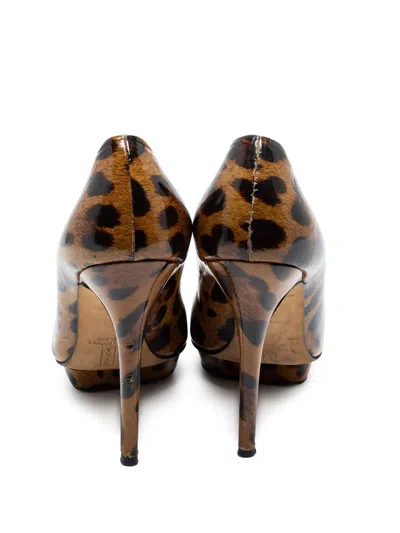 Pre-owned Gina  115mm Leopard-print Pumps
