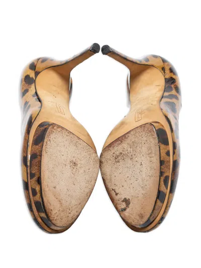 Pre-owned Gina  115mm Leopard-print Pumps