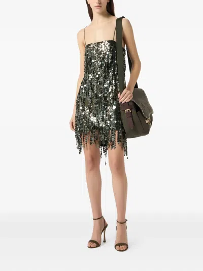 Blumarine Sequin-embellished Mini Dress In Green