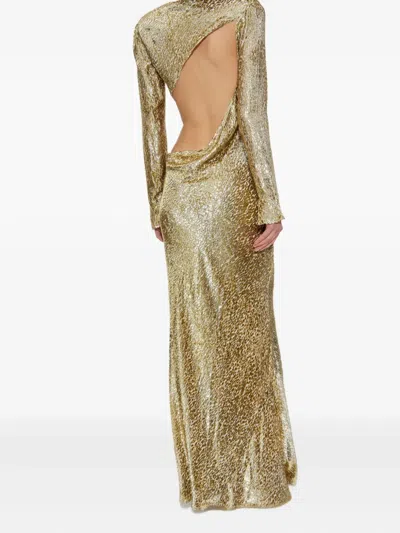 Self-portrait Long Dress In Gold Thread Dresses Gold In Gold