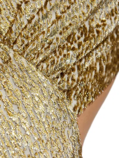 Self-portrait Long Dress In Gold Thread Dresses Gold In Gold