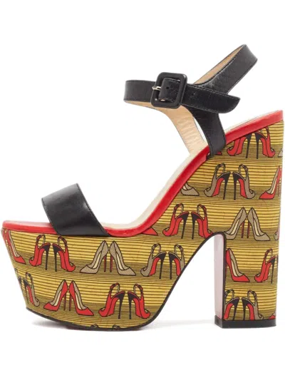 Pre-owned Christian Louboutin 65mm Platform Shoe-pattern Sandals