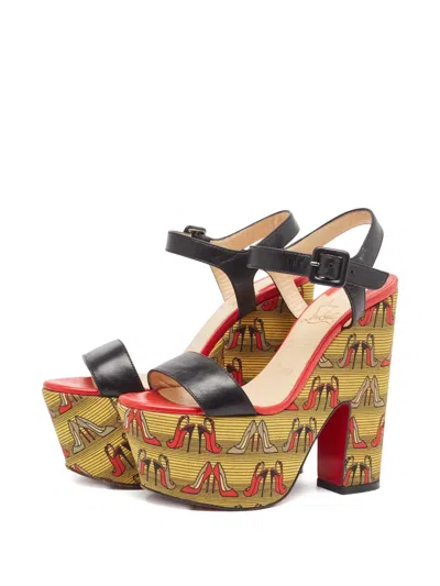 Pre-owned Christian Louboutin 65mm Platform Shoe-pattern Sandals
