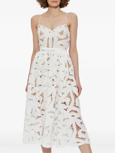 Self-portrait Bow Embroidered Midi Dress In Neutral