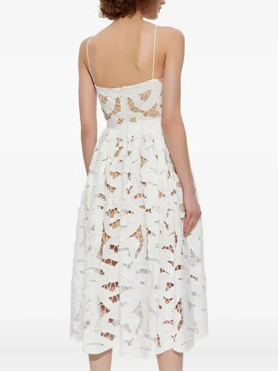 Self-portrait Bow Embroidered Midi Dress In Neutral
