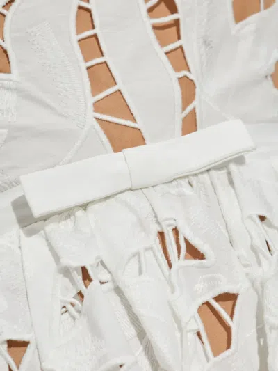 Self-portrait Bow Embroidered Midi Dress In Neutral