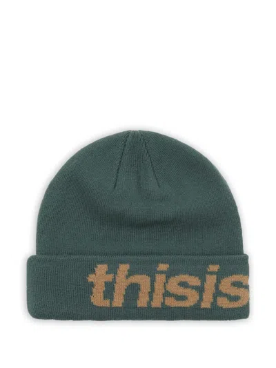 This Is Never That Big Cuff Logo-intarsia Beanie