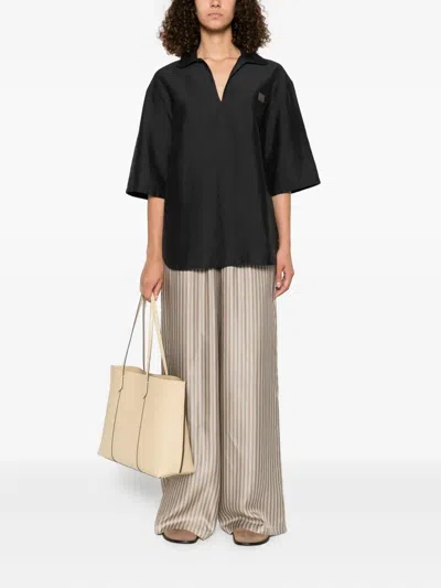 Max Mara Ladino Striped Silk-twill Wide-leg Pants In Gray