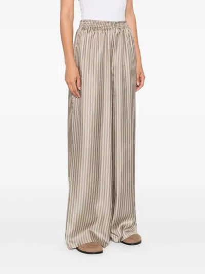 Max Mara Ladino Striped Silk-twill Wide-leg Pants In Gray